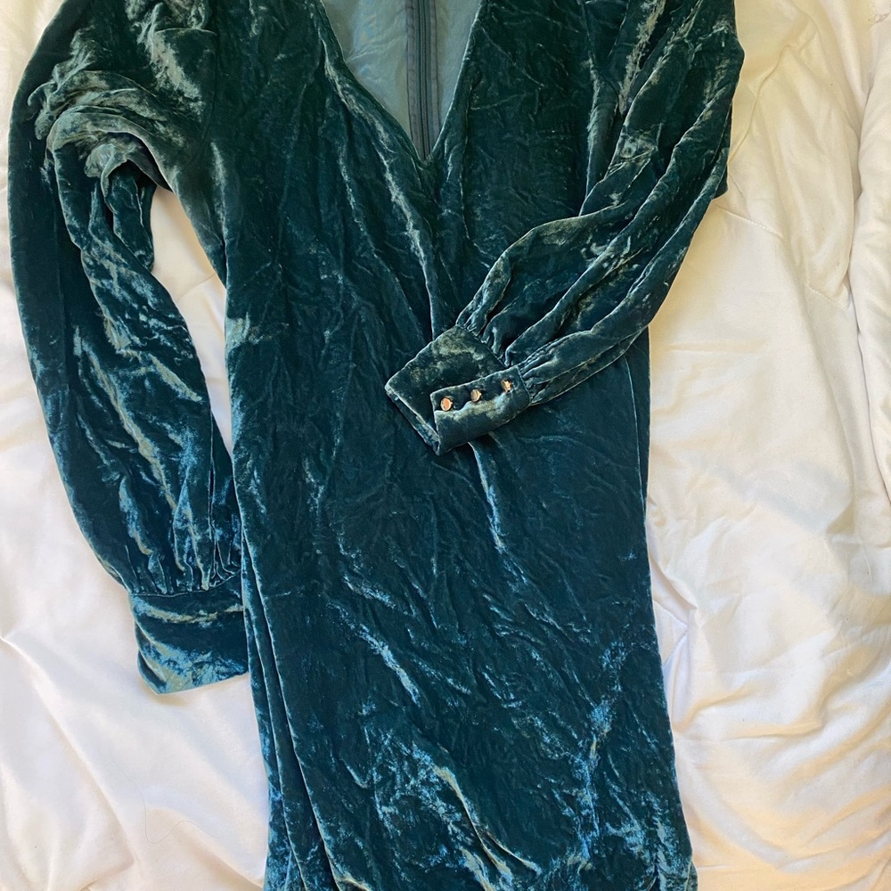 LOFT Velvet Dress in Deep Teal